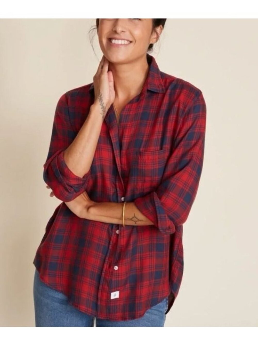 GRAYSON The Hero Button Up Liquid Flannel Red Plaid Shirt Size 3 Medium